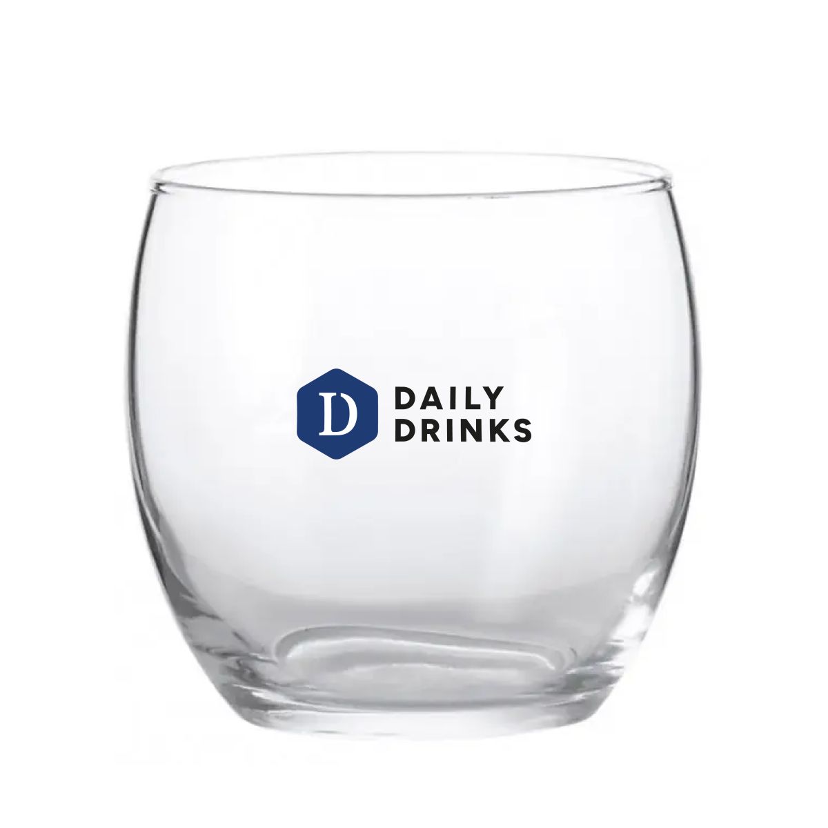 Printing of the multicoloured DailyDrinks logo on the front surface of the Cosy Moments glass 34 cl.