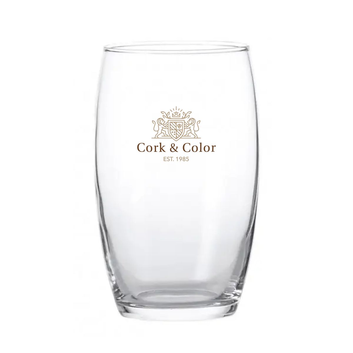 Cosy Moments tumbler high 36 cl. printed with colourful CorkColor logo on the upper part of the chalice.