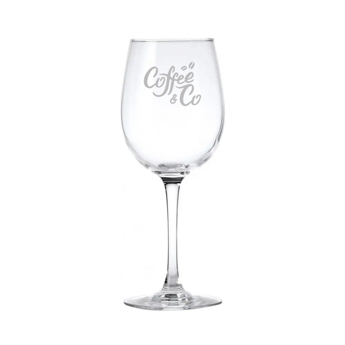 Cosy Moments wine glass 35 cl. with finely engraved CoffeeCo logo on the glass surface at the front.