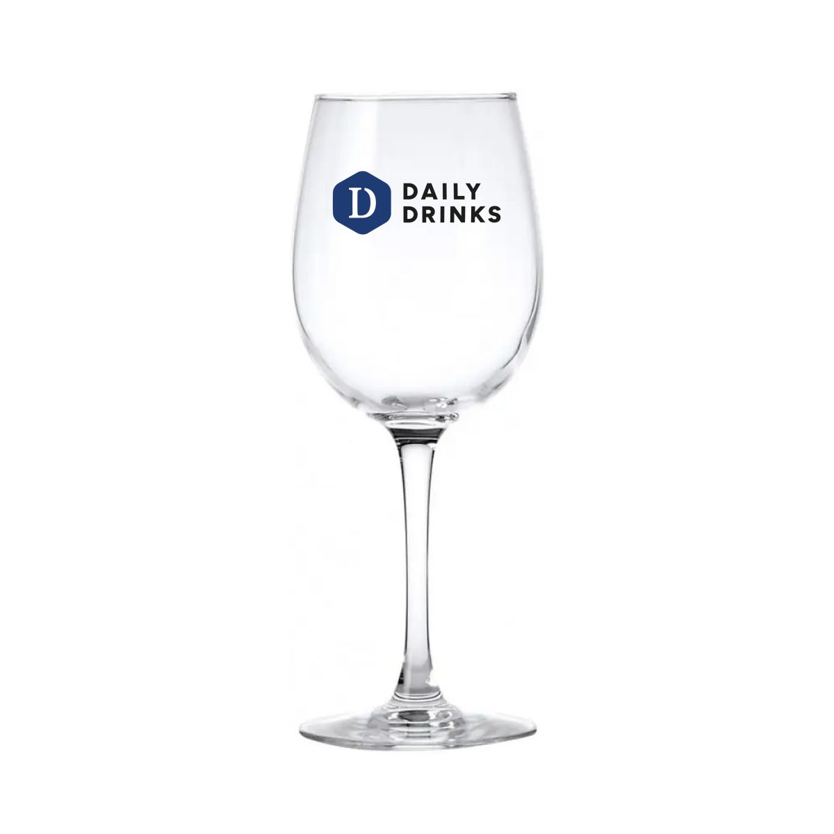 Cosy Moments wine glass 35 cl. printed with multi-coloured DailyDrinks logo on the front of the chalice.