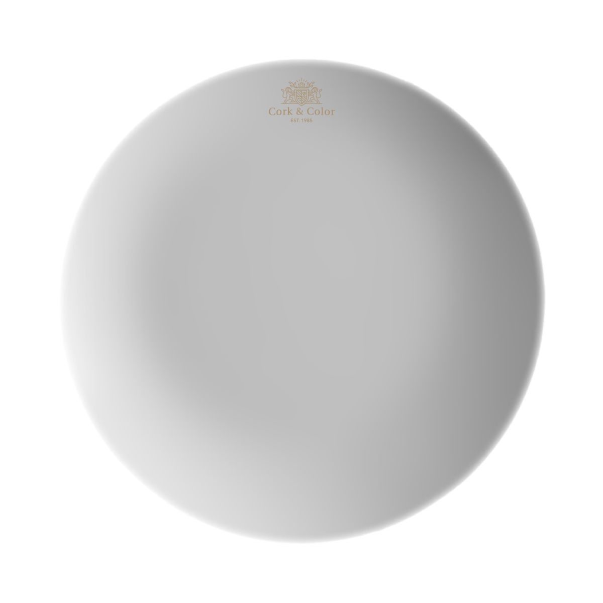 24 cm Isabelle coupe plate in porcelain with CorkColor logo in one colour on the centre of the plate.