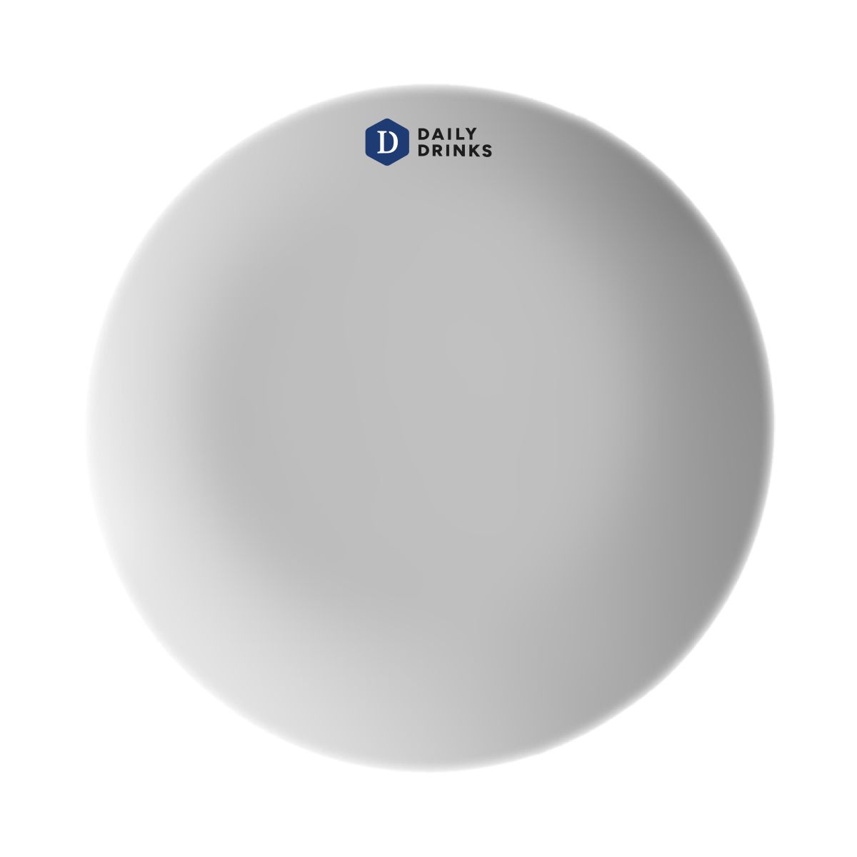 24 cm porcelain coupe plate Isabelle with multi-coloured DailyDrinks logo centred on the surface.