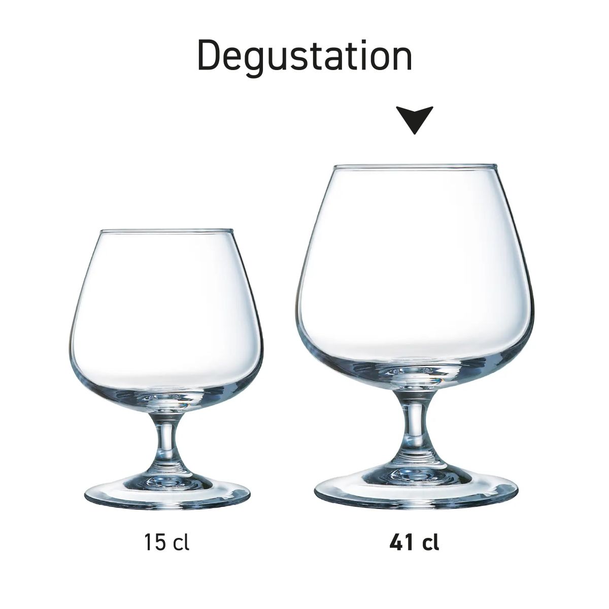 Series overview of Degustation liqueur glasses 15 cl. and 41 cl.