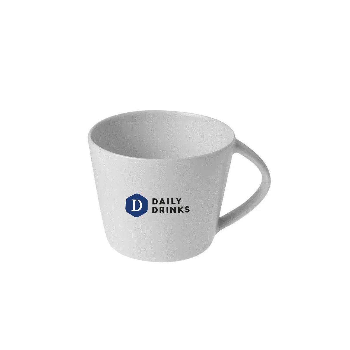 Eva espresso cup 10 cl SET porcelain in front view, printed with eye-catching DailyDrinks logo in multiple colours.