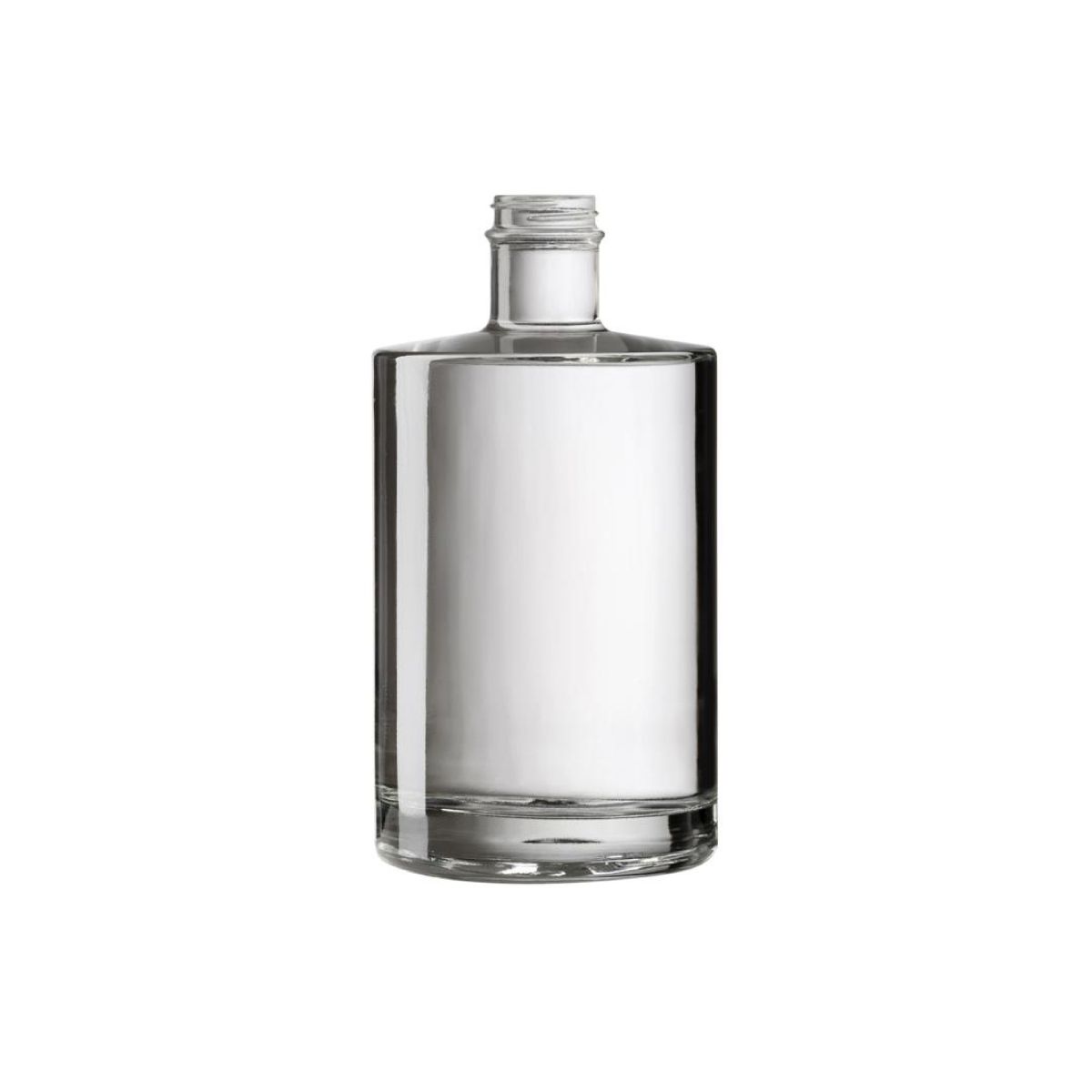 Vooraanzicht van de Fles Berlin 0,35 liter in helder glas met smalle hals en cilindervormige body.