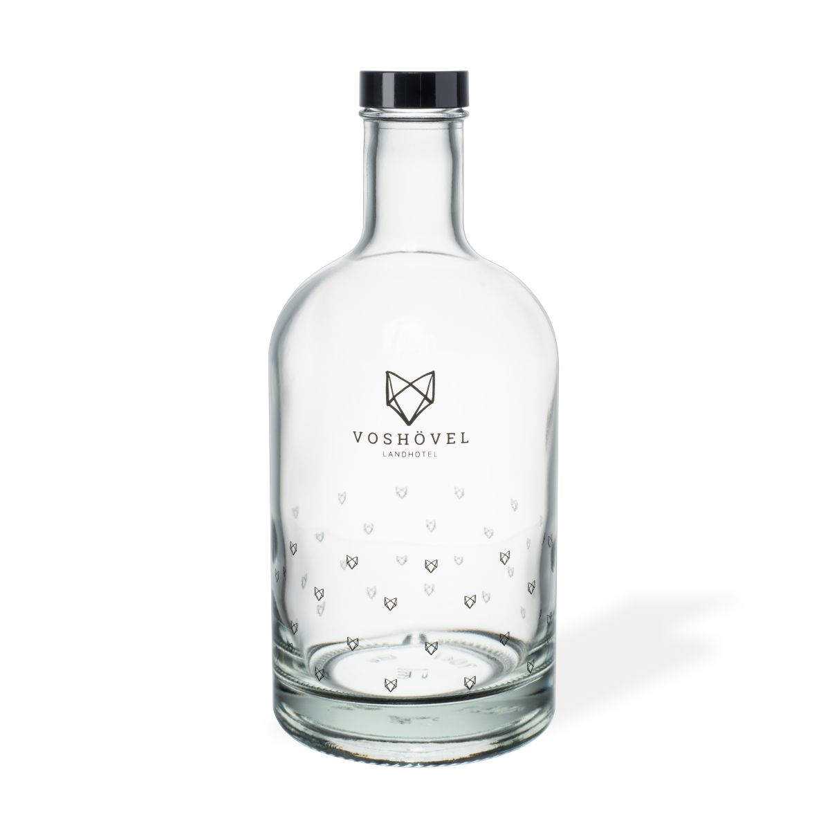 Oslo 0.7-litre glass bottle with a single-colour Voshövel Landhotel logo on the front