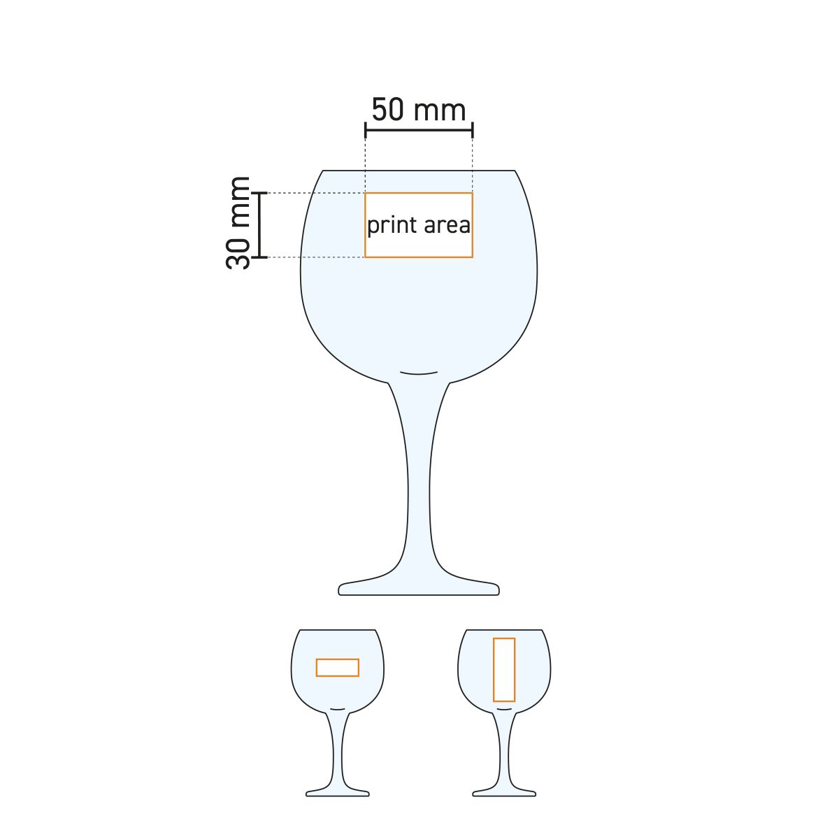 Werktekening met drukgebied van Gin Tonic Glas Bistro Cubata 63 cl glas.