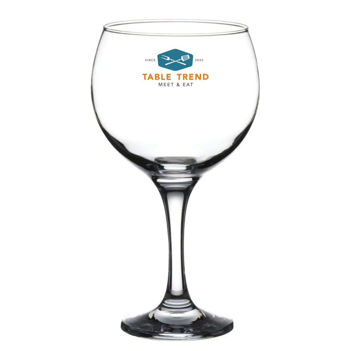 Gin Tonic Glas Bistro Cubata 63 cl glas vooraanzicht met meerkleurig logo TableTrend.