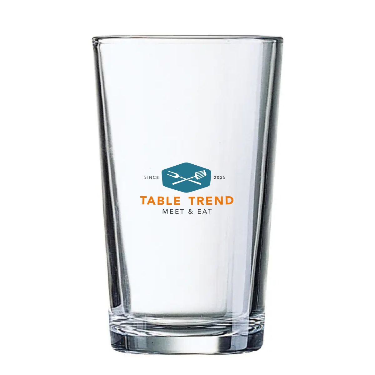 Glass Conique 57 cl. printed with multicoloured TableTrend logo on the front surface of the glass.