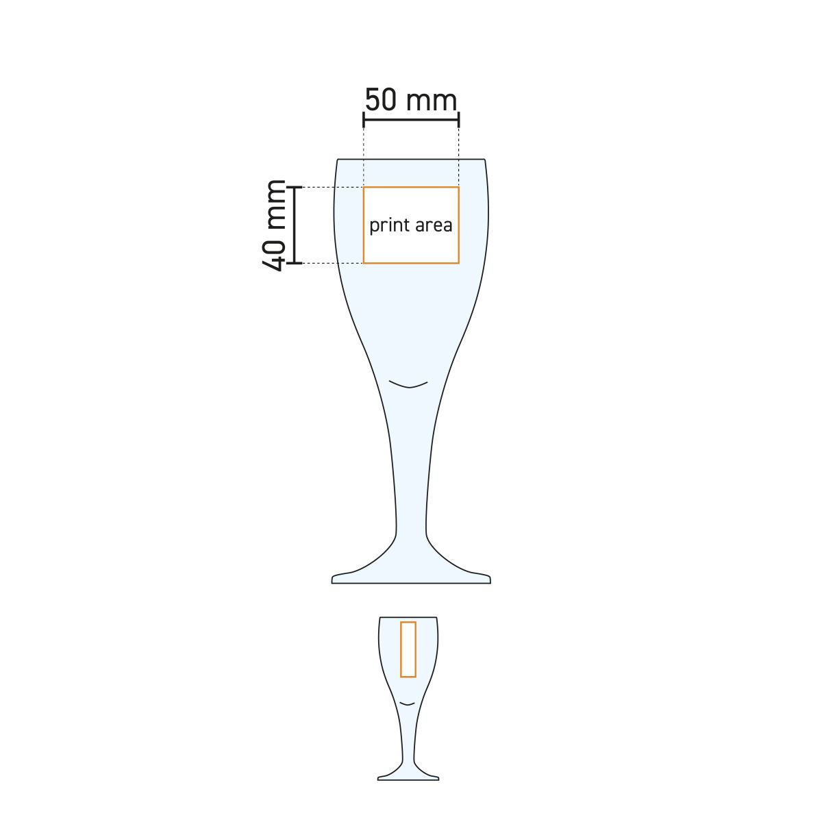 Technical working drawing of the Harzer Pokal 30 cl tap size glass with pressure area indicator