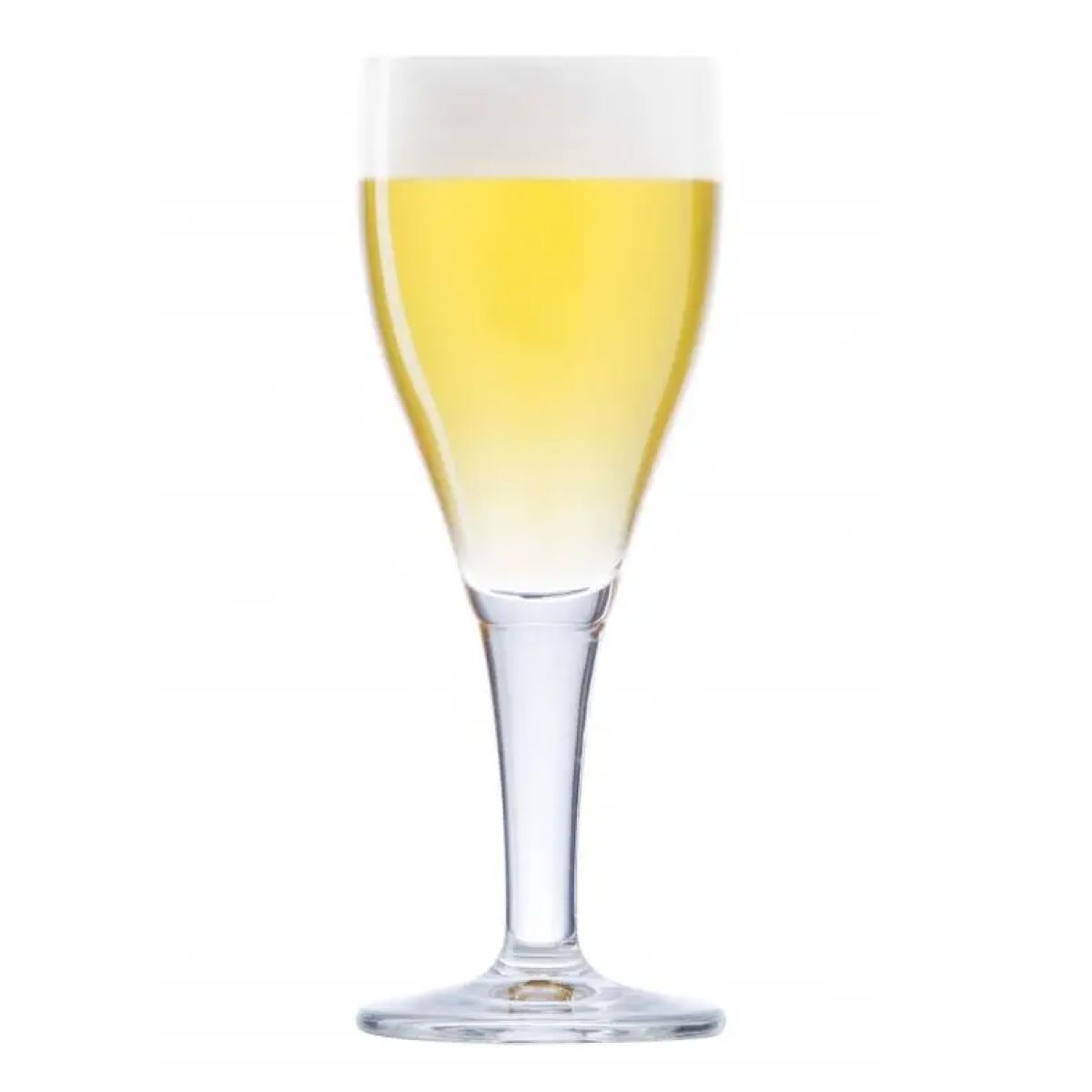 Harzer Pokal 30 cl draft size glass filled with beer on a white background