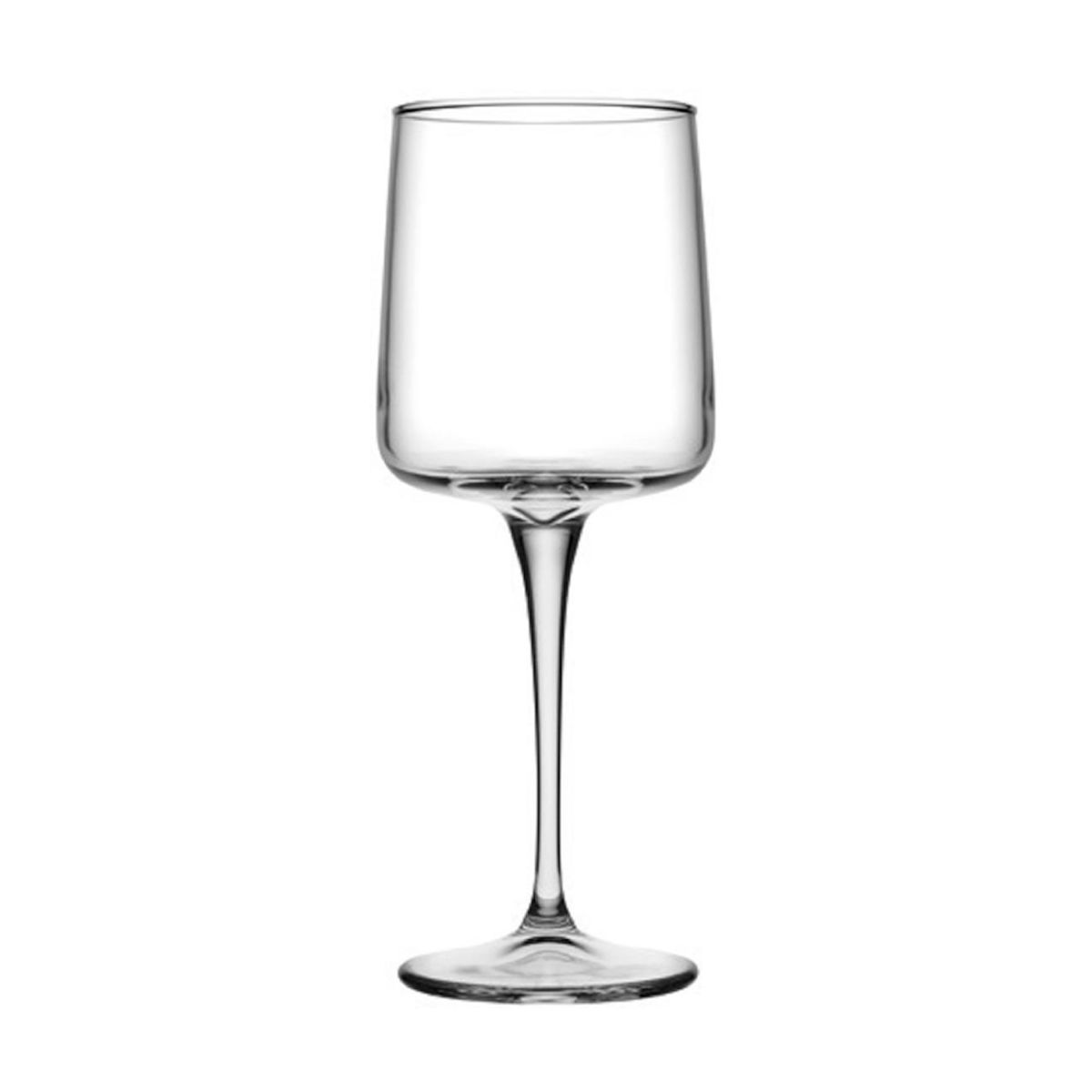 Vooraanzicht van het Iconic wijnglas 43 cl. van helder glas met klassiek silhouet en hoge steel.