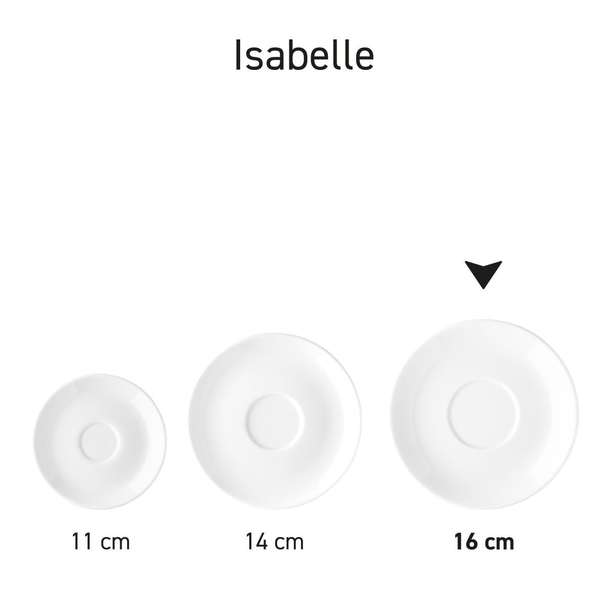 Isabelle Cappuccino Schotel 16 cm porselein in serie, meerdere exemplaren naast elkaar getoond