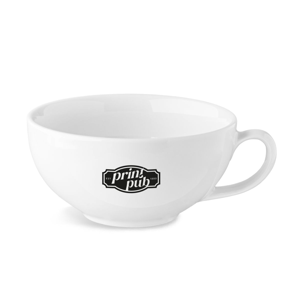 Isabelle coffee cup, 35 cl, made of porcelain, with a single-colour PrintPub logo on the front