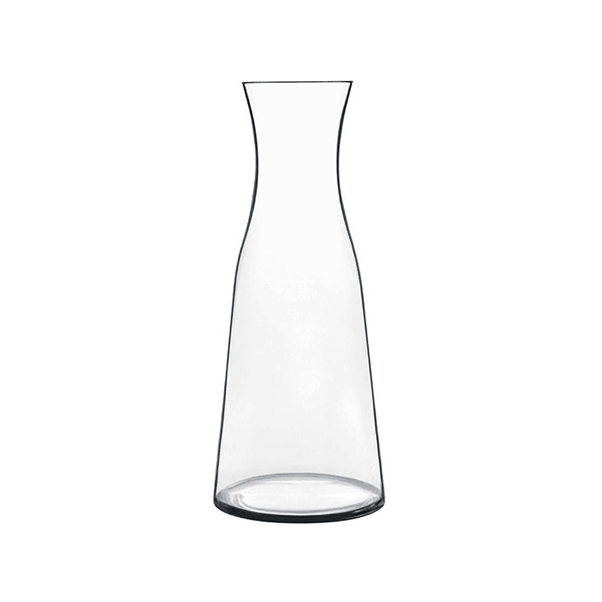Glazen karaf Atelier 0,5 liter in frontaal aanzicht met rechte vorm en smalle halsopening. Glazen karaf Atelier 0,5 liter in frontaal aanzicht met rechte vorm en smalle halsopening.