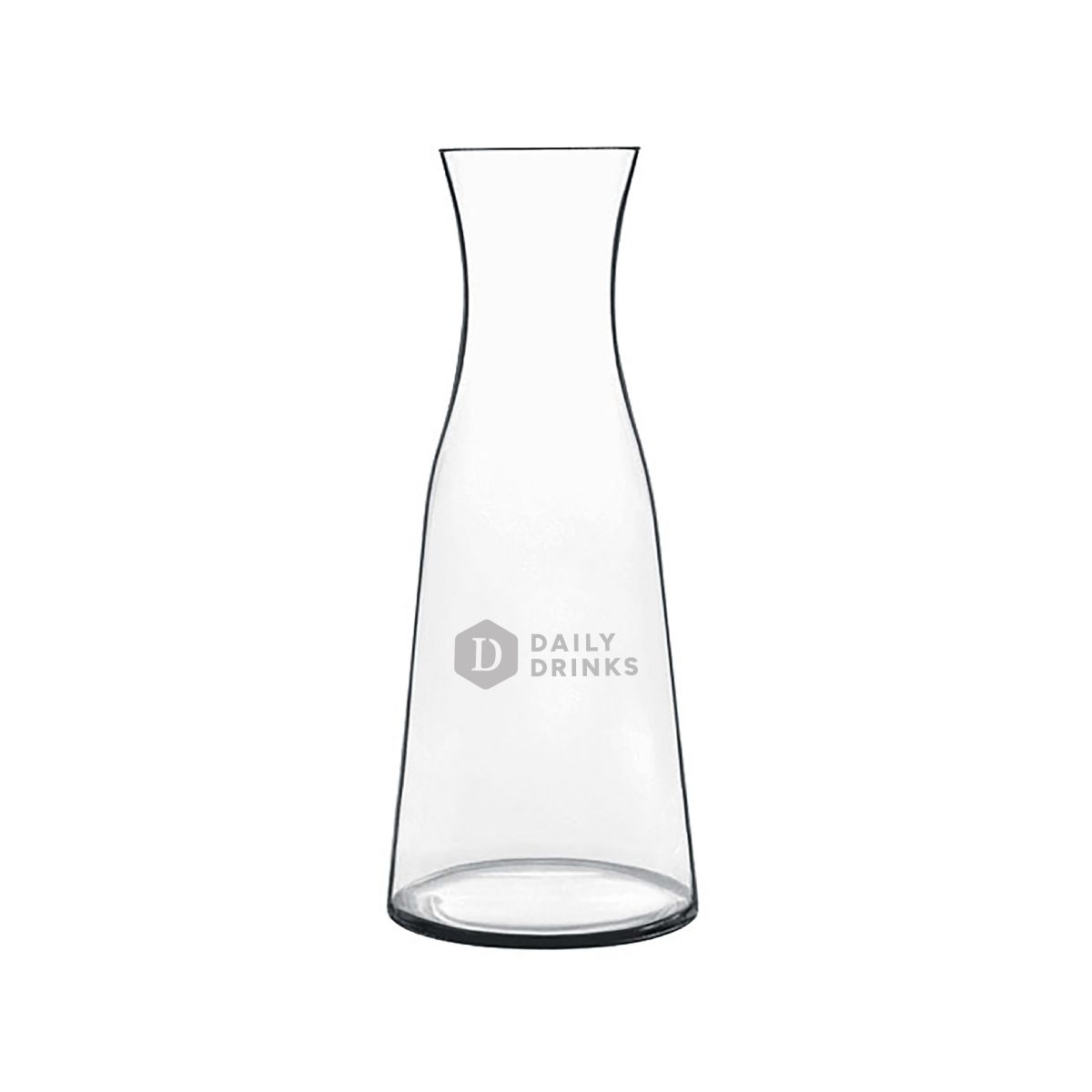 Carafe Atelier 0.5 litre glass decanter with finely engraved DailyDrinks logo on the front view.