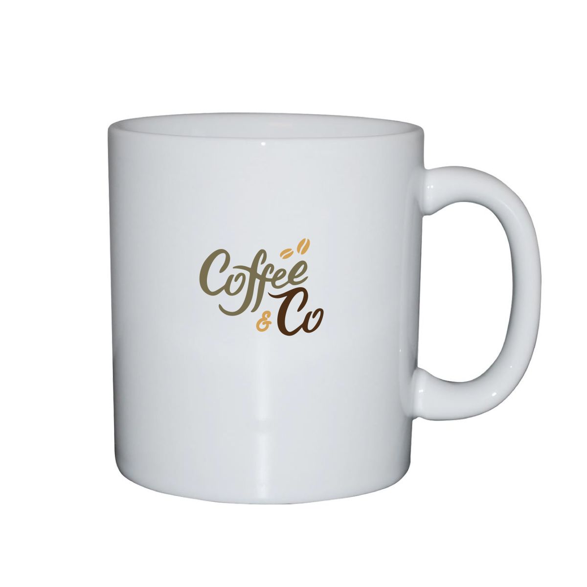 Kitty mug 30 cl made of porcelain with multicoloured CoffeeCo logo on the front, suitable for pad printing.