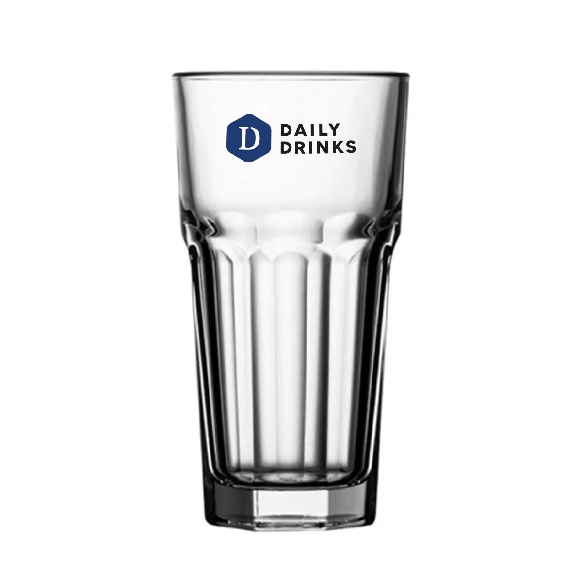 Latte Macchiato hoog 30 cl. (137 mm), met meerkleurig DailyDrinks-logo aan de voorkant.