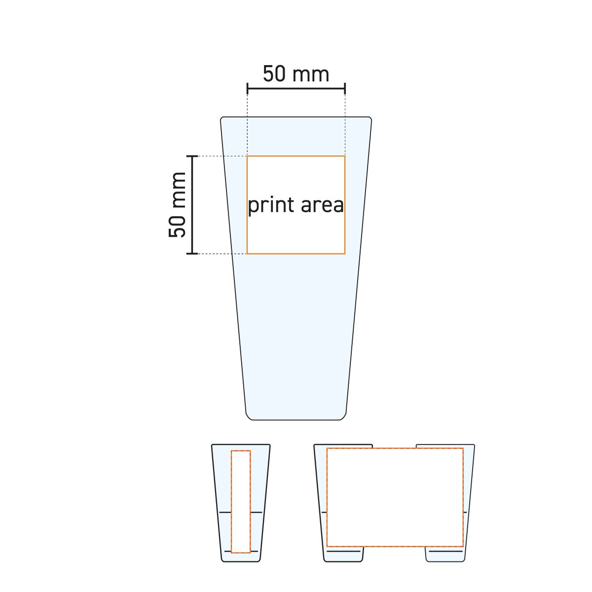 Technical working drawing of the Latte Macchiato stack Grande S glass 37.6 cl. with pressure surface indication.