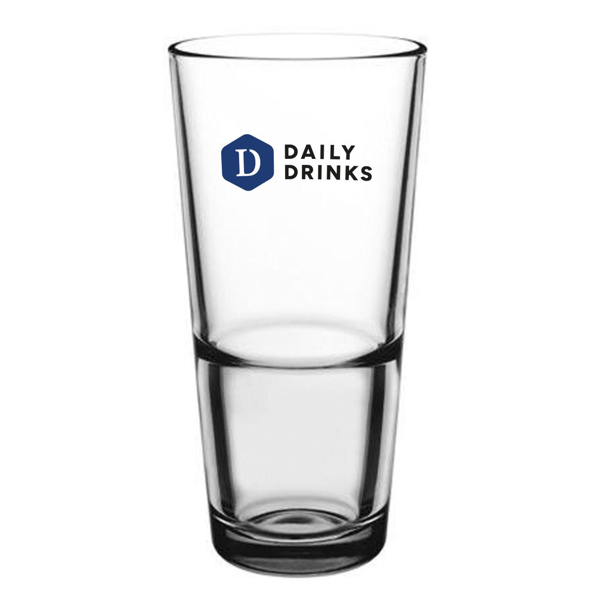 Imprint of the DailyDrinks logo in multiple colours on the 37.6 cl Latte Macchiato stacking glass.