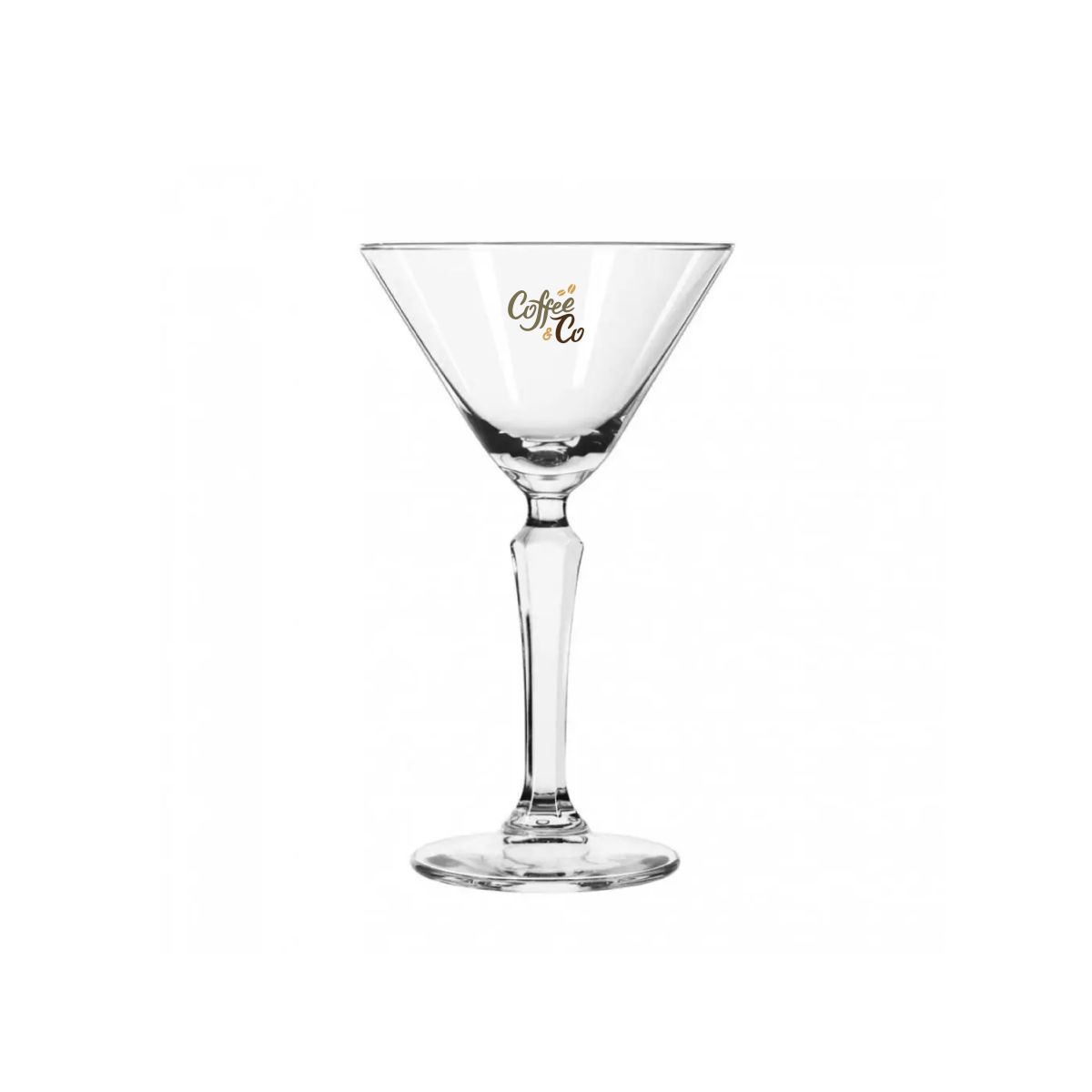 Martiniglas Libbey Spksy 19 cl. met meerkleurig CoffeeCo-logo op de voorzijde gedrukt in heldere kleuren.