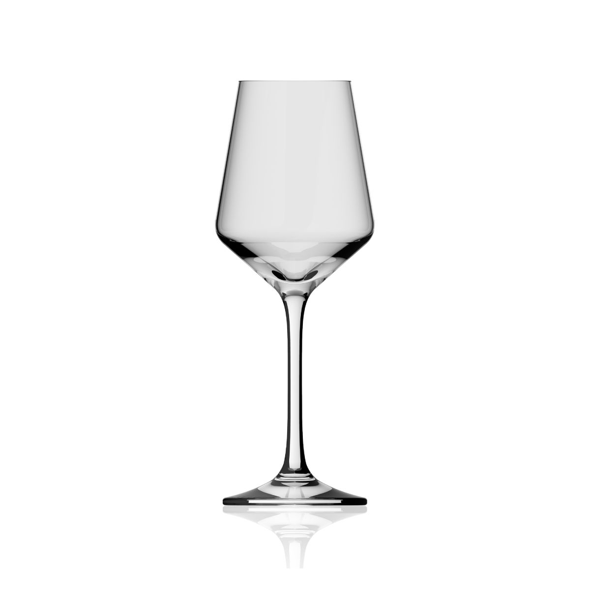 Vooraanzicht van Melody proefwijnglas 23 cl. van helder glas met elegante steel en bolvormige kelk.