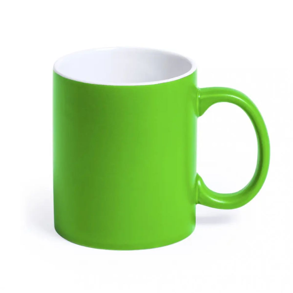 Front view of Mug Lisa 35 cl. with green exterior, made of porcelain and suitable for engraving.