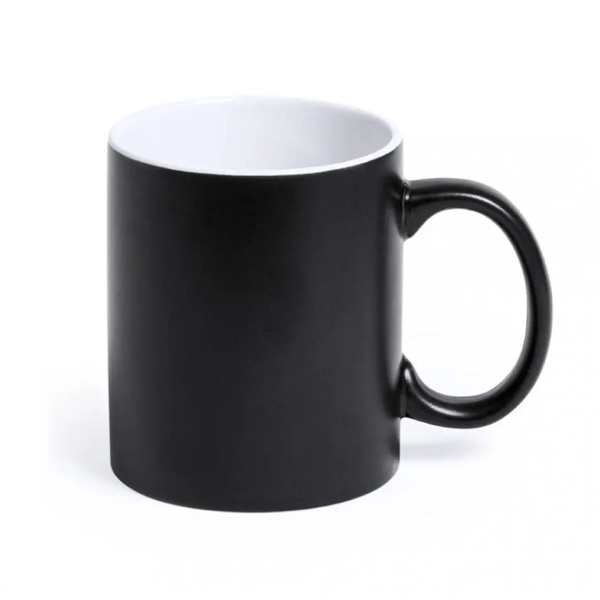 Front view of Mug Lisa 35 cl. with black exterior, made of porcelain and suitable for engraving.