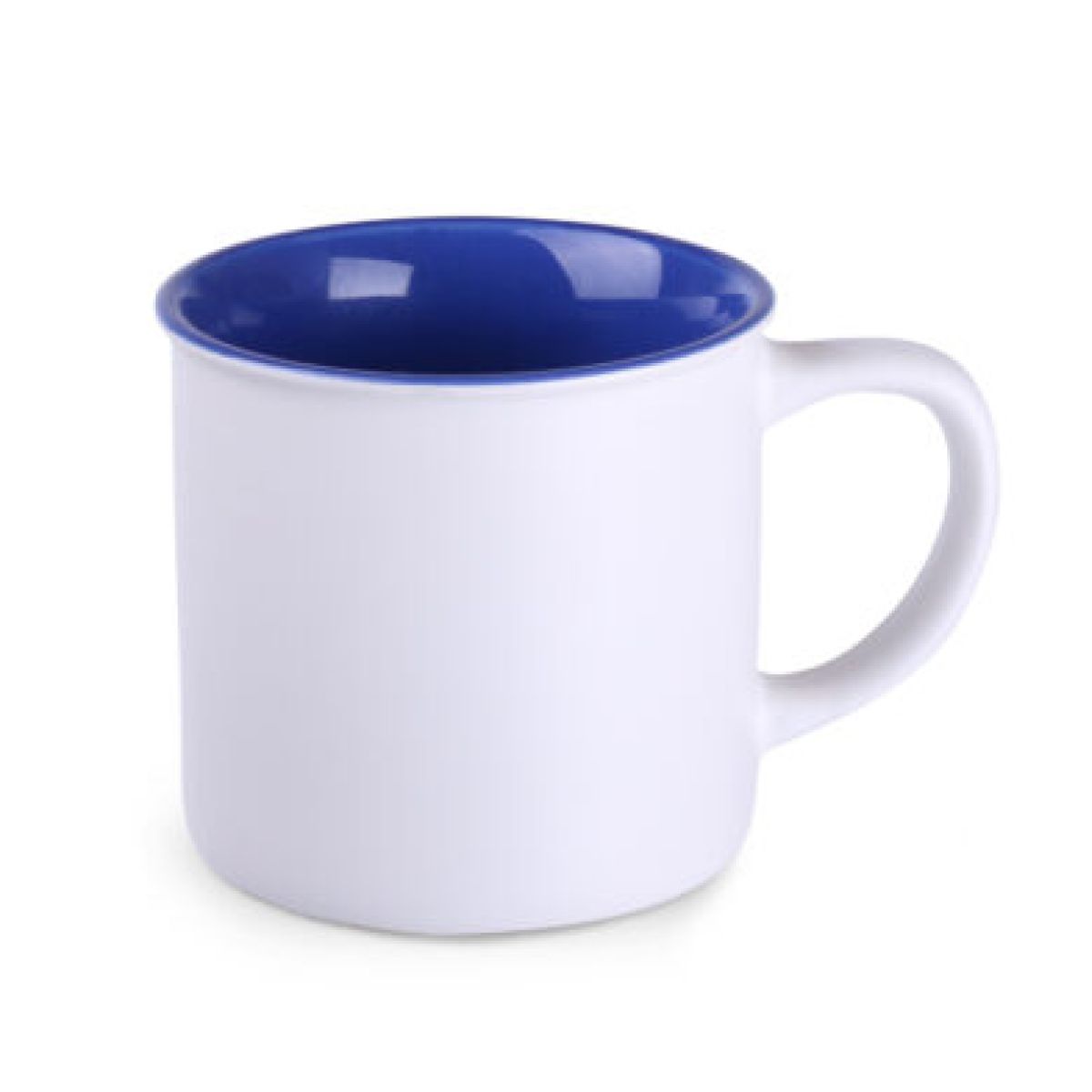 Front view of white-blue Mug Loft Pure 31 cl ceramic with smooth surface and round ear shape. Front view of white-blue Mug Loft Pure 31 cl ceramic with smooth surface and round ear shape.