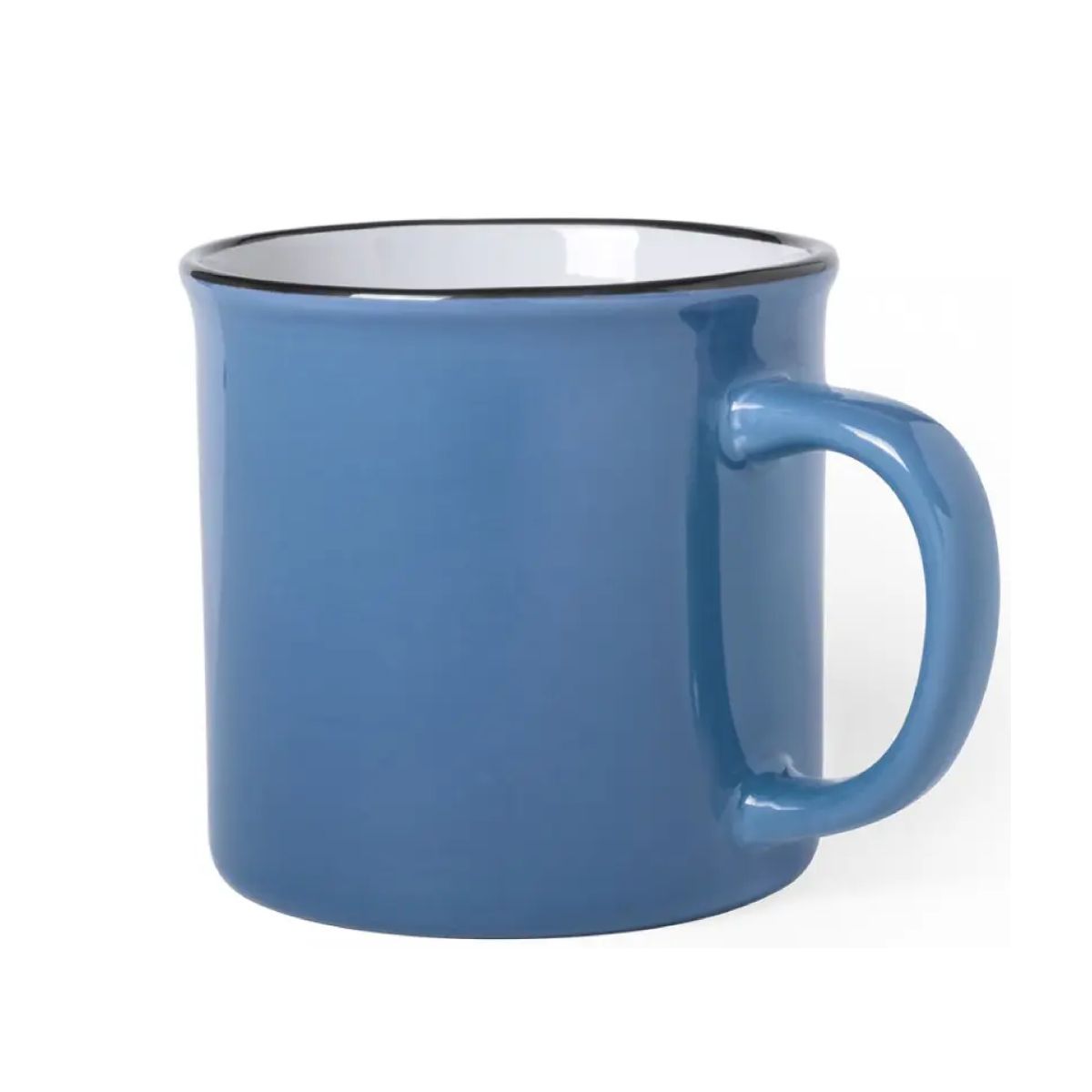 Front view of mug Sinora 30 cl in light blue porcelain with straight shape and smooth surface.
