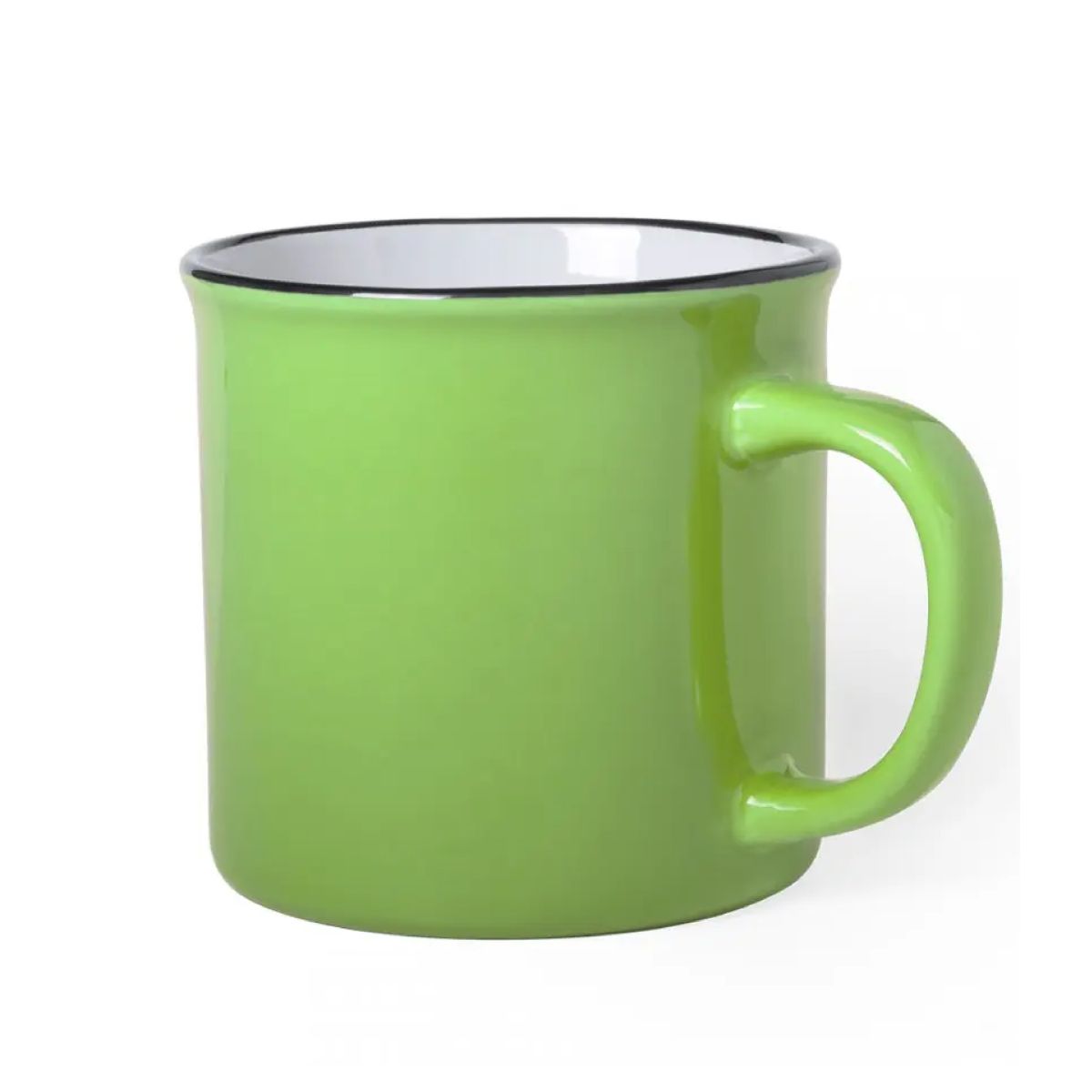 Front view of mug Sinora 30 cl in green porcelain with straight shape and smooth surface.
