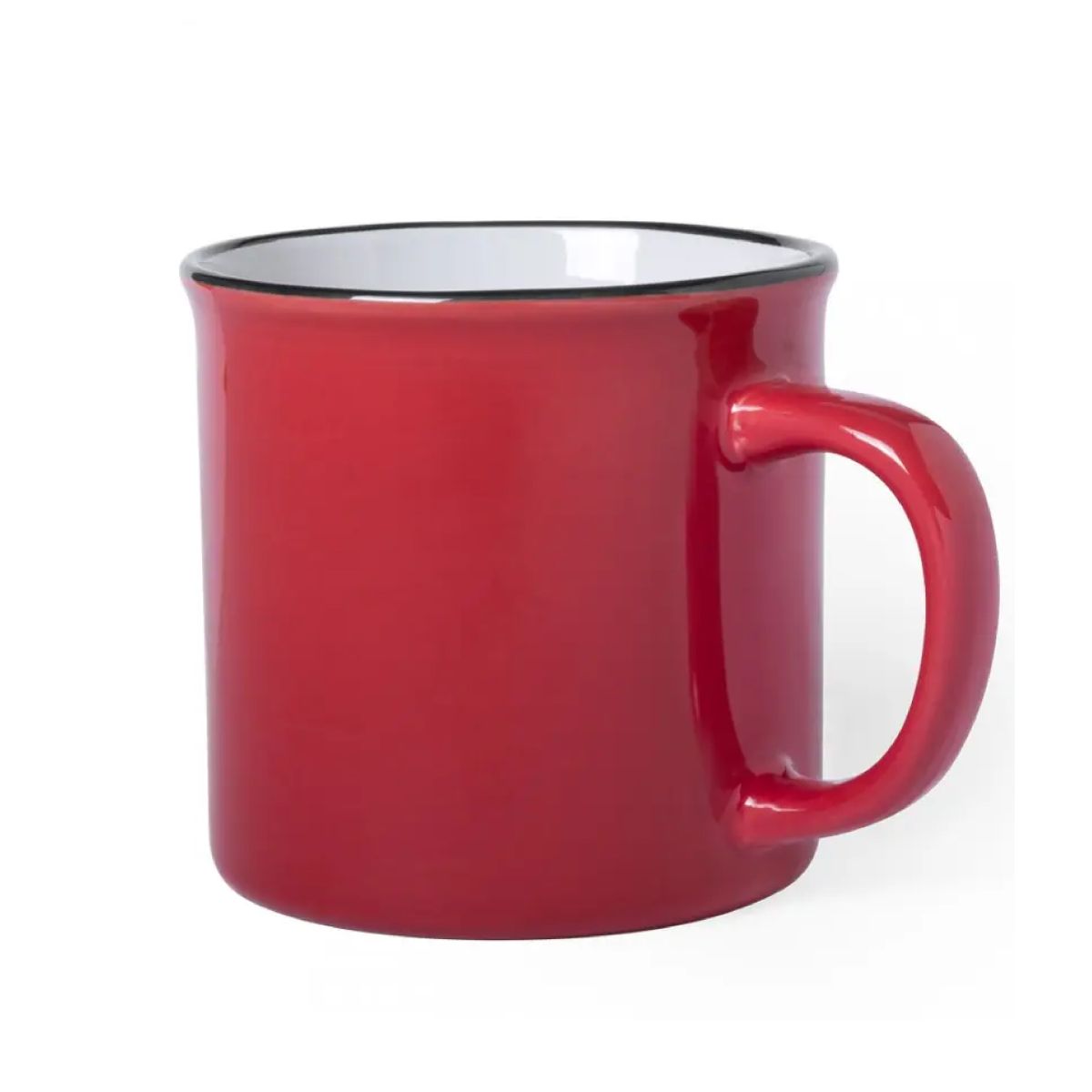 Front view of mug Sinora 30 cl in red porcelain with straight shape and smooth surface.