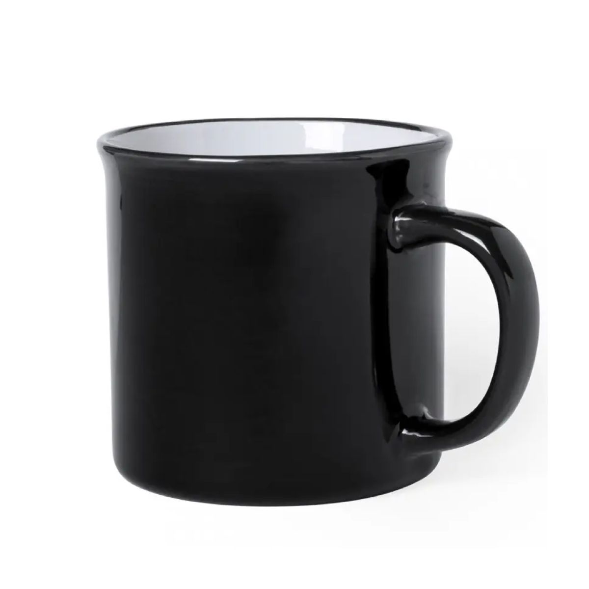 Front view of mug Sinora 30 cl in black porcelain with straight shape and smooth surface.