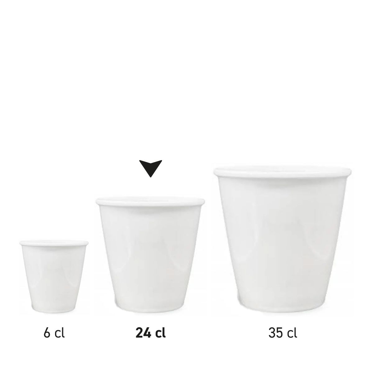 Serieafbeelding met meerdere papercups van porselein met verschillende inhouden.