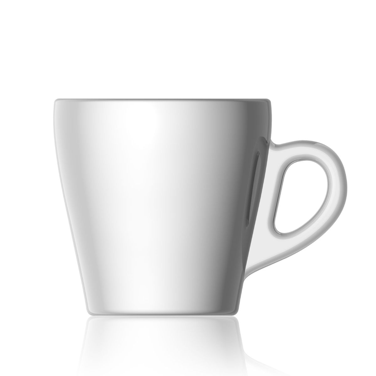 Pura Cappuccino Kop 28 cl. van glas in vooraanzicht zonder bedrukking