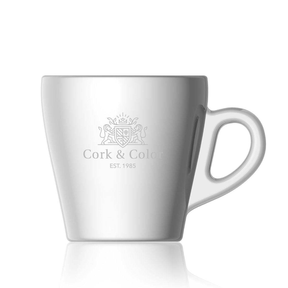 Pura Cappuccino Cup 28 cl. with an engraved CorkColor logo on the front