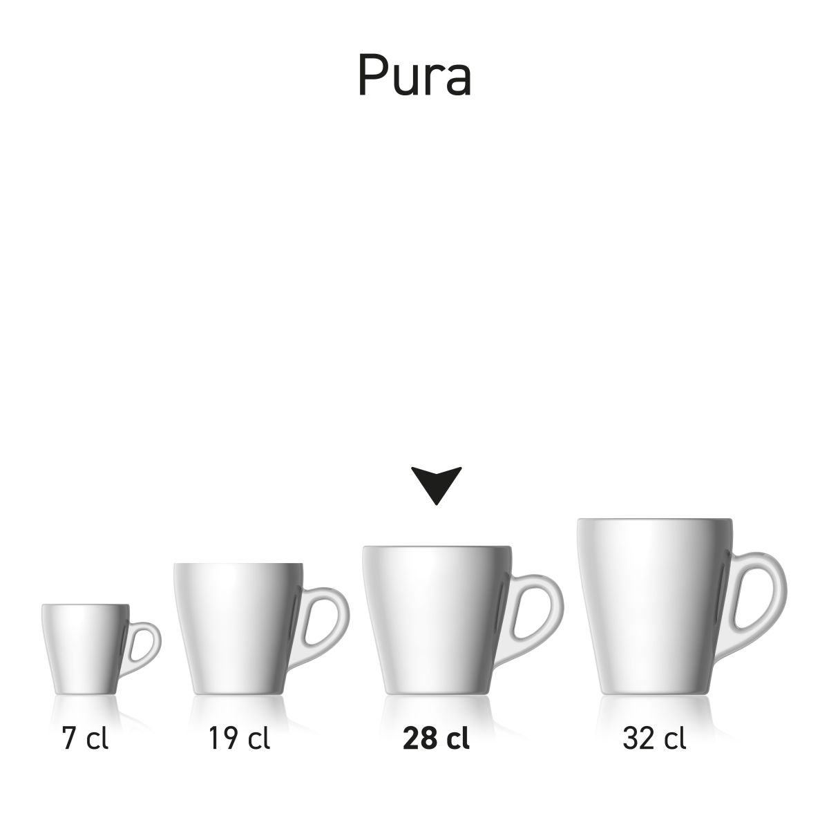 Pura Cappuccino Cup 28 cl. shown alongside several other pieces from the collection