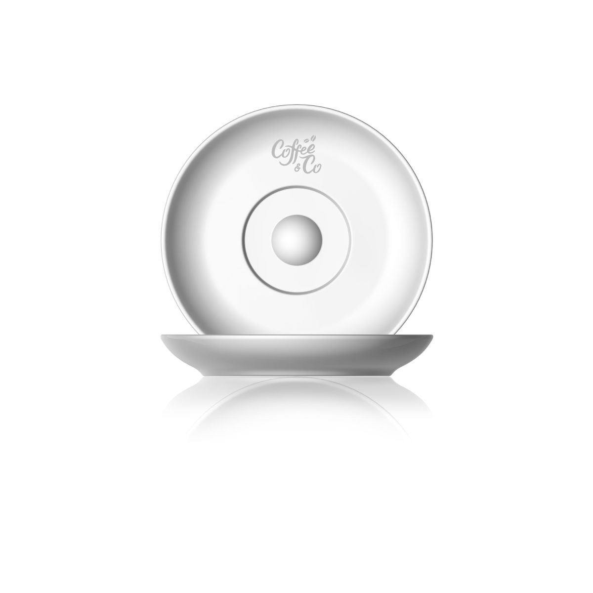 Pura Espresso Dish 11 cm glass, with the CoffeeCo logo engraved on the top