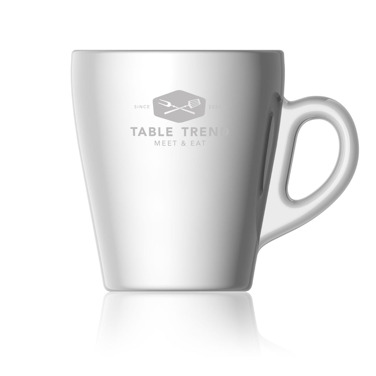 Pura Coffee Cup 32 cl. glass with the TableTrend logo engraved on the front