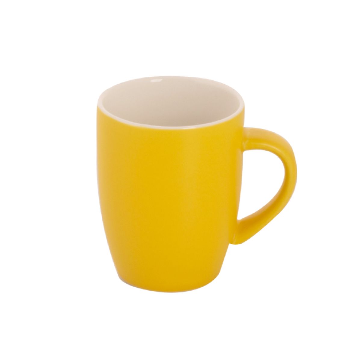 Robusta mug 18 cl. front porcelain, matt yellow surface and straight cylindrical shape.