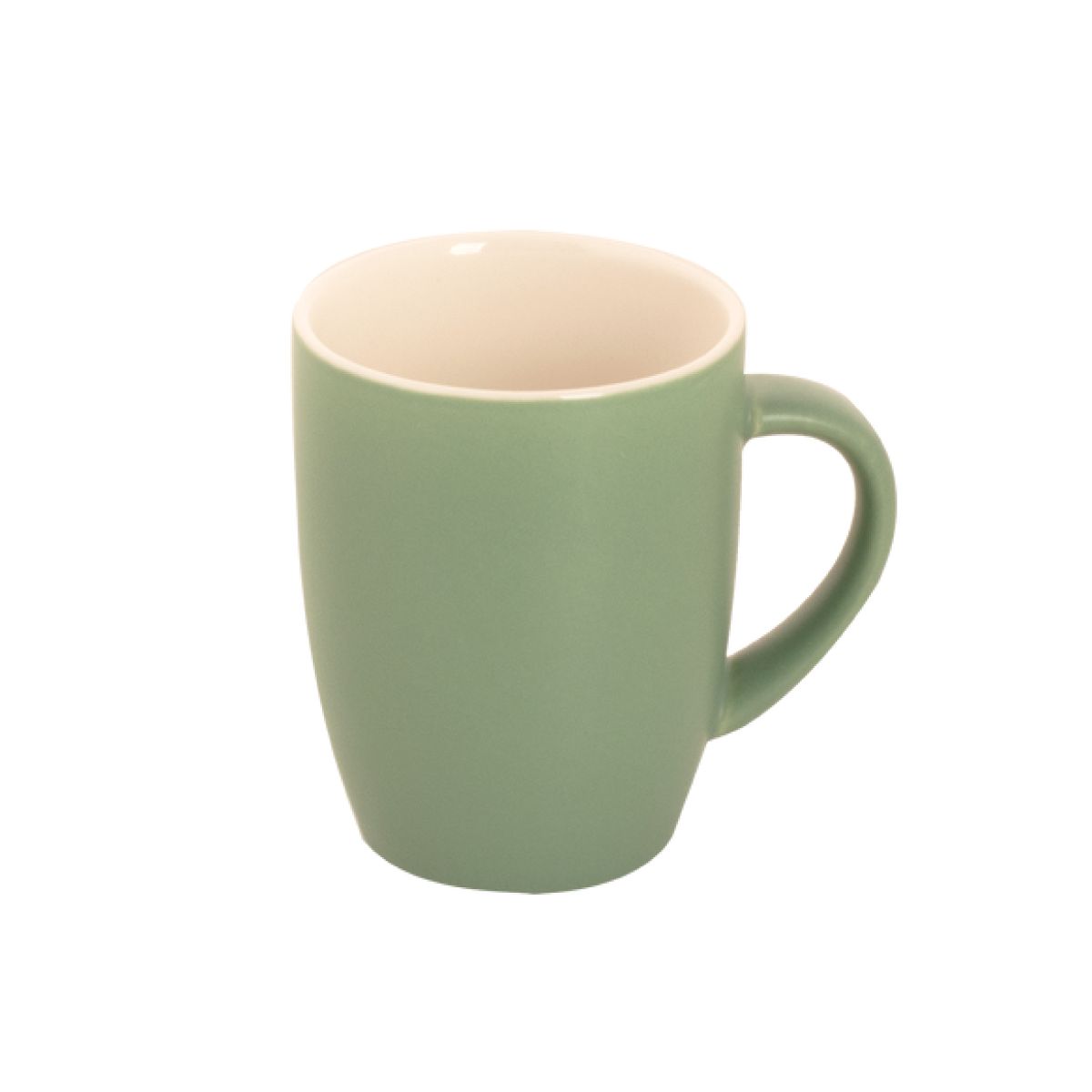 Robusta mug 18 cl. front porcelain, matt green surface and straight cylindrical shape.