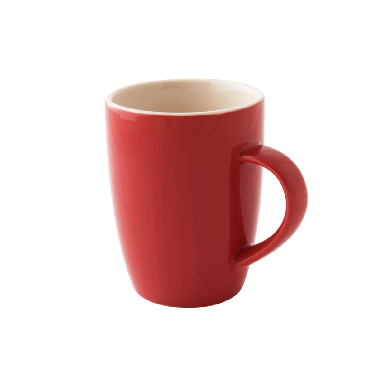 Robusta mug 18 cl. porcelain in front view, smooth blue surface and straight cylindrical shape., colour red