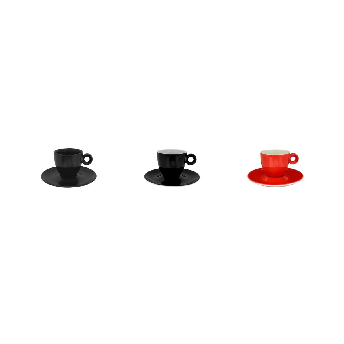 Overzicht van Rondo Espresso sets in diverse kleurvariaties naast elkaar weergegeven.