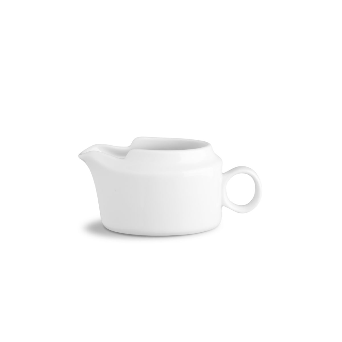 Vooraanzicht van witte sauskom 10 cl. porselein met glad oppervlak en ronde vorm. Vooraanzicht van witte sauskom 10 cl. porselein met glad oppervlak en ronde vorm.