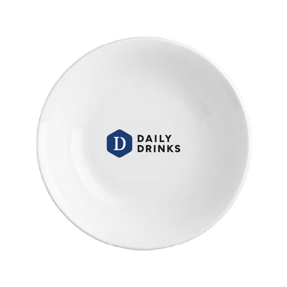 Front view of porcelain bowl Princip 20 cm printed with multicoloured DailyDrinks logo on the front.