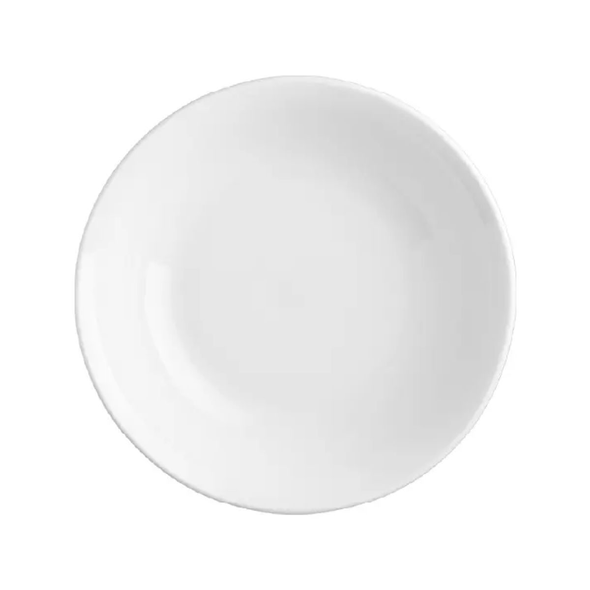 Vooraanzicht van witte porseleinen schaal Princip 20 cm met gladde afwerking en minimalistisch design. Vooraanzicht van witte porseleinen schaal Princip 20 cm met gladde afwerking en minimalistisch design.