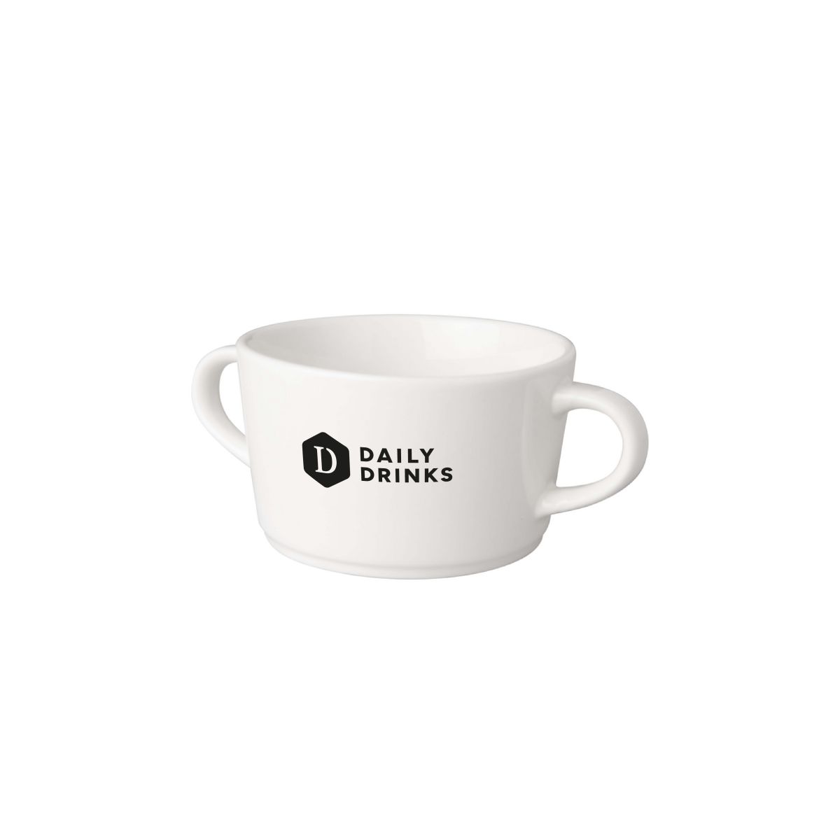 Soepkop wit Budgetline Neo 30 cl porselein met DailyDrinks-logo in één kleur op de voorzijde.