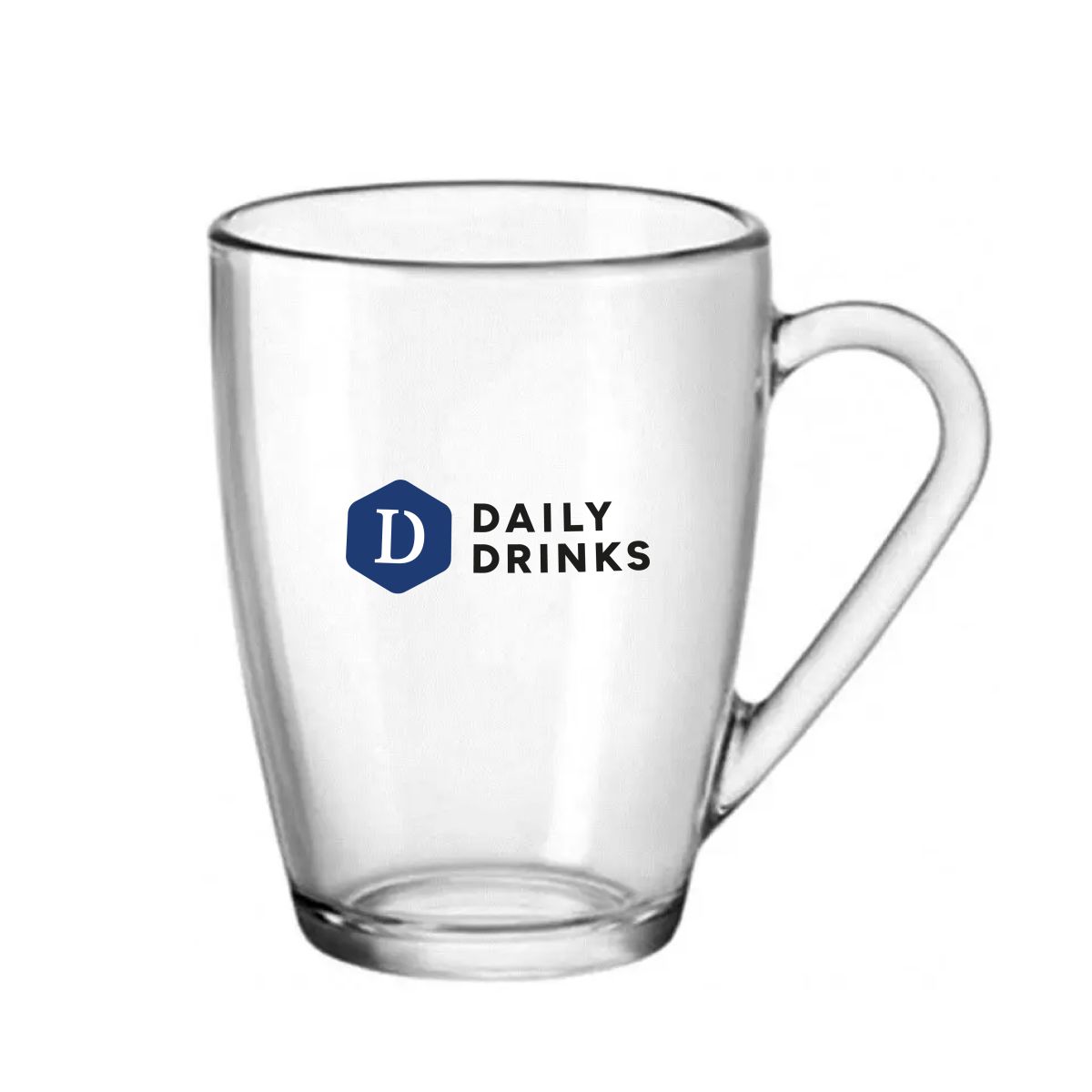 Theeglas Icon 32 cl. bedrukt met meerkleurig DailyDrinks-logo op de voorzijde van het glas.