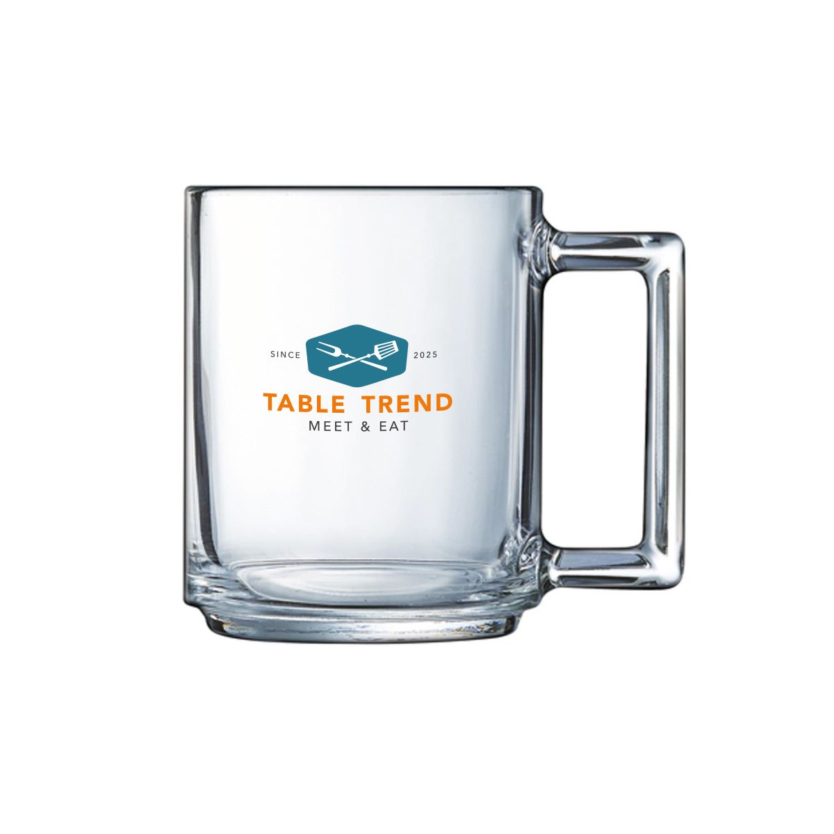 Karo tea glass 25 cl with multi-colour logo on the front