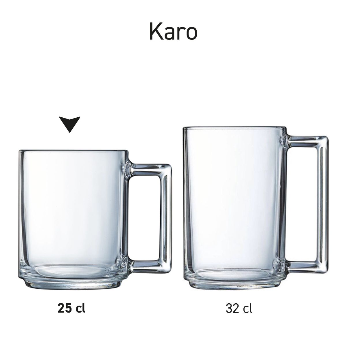 Karo tea glass 25 cl in series, several items shown side by side